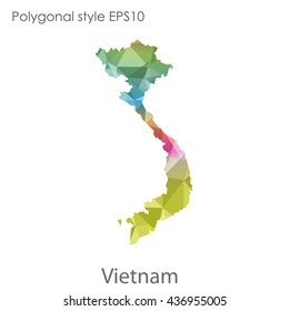 Vietnam map in geometric polygonal style.Abstract gems triangle,modern design background. Vector illustration EPS10