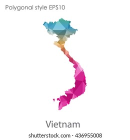 Vietnam map in geometric polygonal style.Abstract gems triangle,modern design background. Vector illustration EPS10