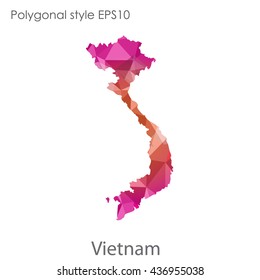 Vietnam map in geometric polygonal style.Abstract gems triangle,modern design background. Vector illustration EPS10