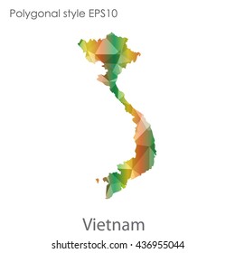 Vietnam map in geometric polygonal style.Abstract gems triangle,modern design background. Vector illustration EPS10