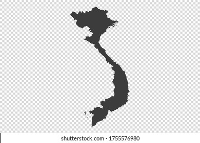 Vietnam map with gray tone on   png or transparent  background,illustration,textured , Symbols of Vietnam,vector illustration