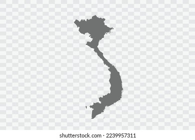 Vietnam Map grey Color on White no demarcation line Background  Png