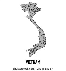 Vietnam map in grey style isolated on white background. Vector illustration