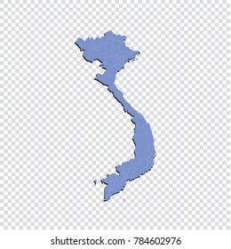Vietnam map - High detailed blue map of Vietnam. Vietnam map isolated on transparent background.