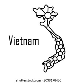 Vietnam map icon, vector illustration in black isolated on white background.