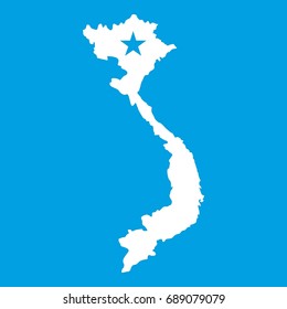 Vietnam map icon white isolated on blue background vector illustration