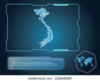 Vietnam Map infographic technology blue Color element collection background