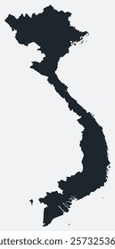 Vietnam map. Just a simple border map. Shape of the country. Flat blank Vietnam outline. Vector boundary illustration.