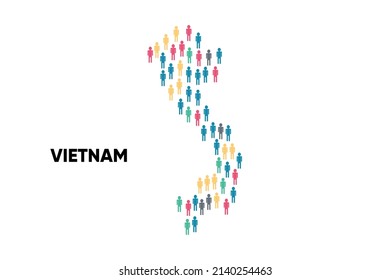 Vietnam Map made by a group of people, Population. Globalization. People from different countries