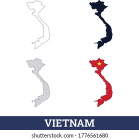 Vietnam-Karte mit National-Flaggen-Vektorgrafik
