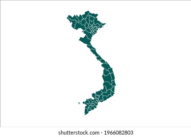 Vietnam map Olive green Color on White Backgound