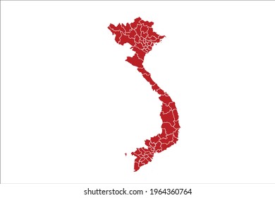 Vietnam Map Red Color on White Backgound