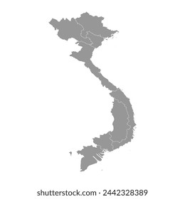Vietnam map with regions. Vector illustration.