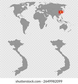 Mapa de Vietnam con Locación mundial.