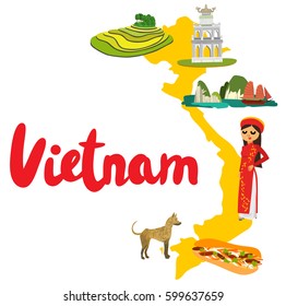 Mapa de Vietnam con monumentos y lugares de interés