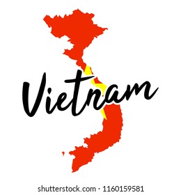 Vietnam Map Silhouette Flag Button Vector Art Design Patriotic Symbol