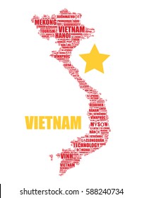 Vietnam map silhouette vector tag cloud