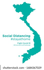 Vietnam map with Social Distancing stayathome tag