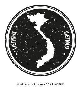 Vietnam Map Symbol. Round Design Stamp Travel and Business Vector.