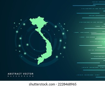 Vietnam map of technology green futuristic Background vector.