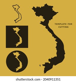 Mapa Vietnam Plantilla para corte láser, tallado de madera, corte de papel. Siluetas para cortar. Esténcil vectorial del mapa de Vietnam.