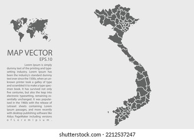 Vector de mapa de Vietnam, ilustración de vector de diseño abstracto Eps 10. Alto detalle sobre fondo blanco.
