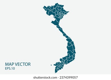 Vietnam map vector, Abstract design vector illustration Eps 10. High Detailed on white background.