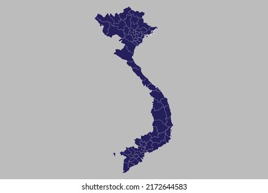 Vietnam map vector, blue color, Isolated on gray background