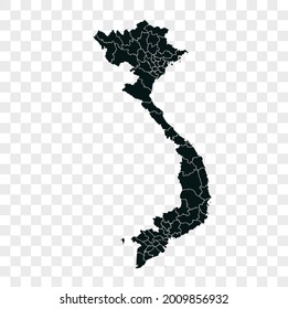 Vietnam map vector. dark color. isolated on transparent background.