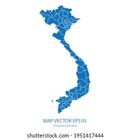 vector de mapa de vietnam EPS.10 color azul. sobre fondo blanco.