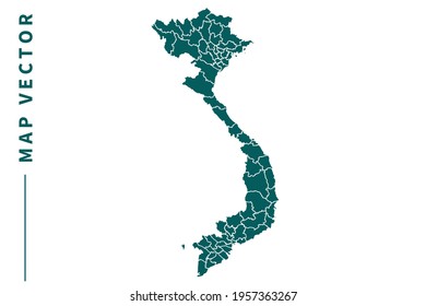 Vietnam map vector. green color on white background.