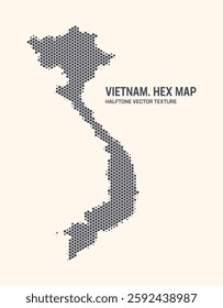 Vietnam Map Vector Hexagonal Halftone Pattern Isolate On Light Background. Hex Texture in the Form of a Map of Vietnam. Modern Technological Contour Map of Vietnam for Design or Business Projects