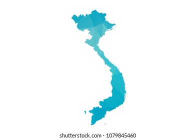 Vietnam map vector illustration in polygonal style,Low poly design on white background