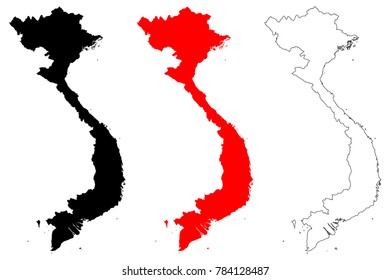 Vietnam map vector illustration, scribble sketch Socialist Republic of Vietnam