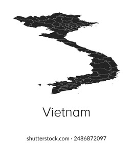 Vietnam Map Vektorillustration - Silhouette, Outline, Vietnam Reise- und Tourismuskarte