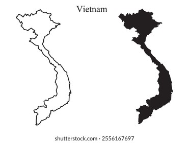 Vietnam map vector illustration, Vietnam map silhouette,  Vietnam country 