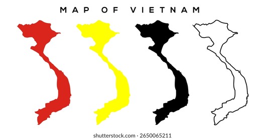 Vietnam Map Vector – Isolated Country Outline Illustration