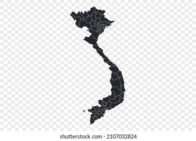 Mapa vectorial de Vietnam, aislado en fondo transparente