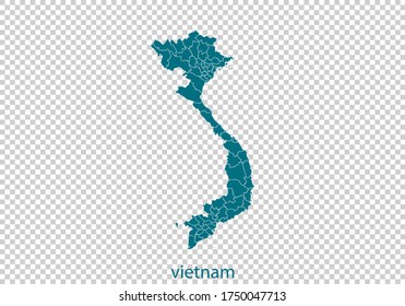 vietnam map vector, isolated teal color on transparent background
