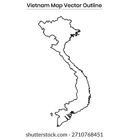 Vietnam Map Vector Outline Editable Country Silhouette 