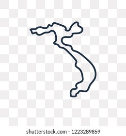 Vietnam map vector outline icon isolated on transparent background, high quality linear Vietnam map transparency concept can be used web and mobile