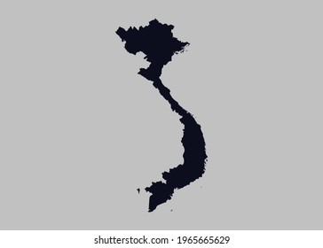 Vietnam map vector,Not isolated blue color on gray background