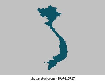 Vietnam map vector,Not isolated ocean blue color on gray background