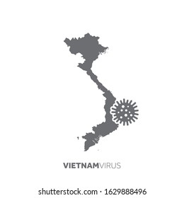 Vietnam map with a virus microbe. Illness and disease outbreak