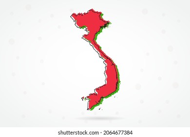 Vietnam Map - World Map International vector template with including red, green and black outline sketch isolated on white background - Vector illustration eps 10