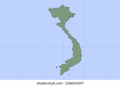 Vietnam Map - Weltkarte Internationale Vektorvorlage mit grüner Farbe auf blauem Hintergrund und Grid-Design für Design, Bildung, Website, Infografik, Banner - Vektorgrafik eps10