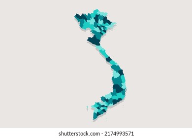 Vietnam Map - World Map International vector template with High detailed including blue and green outline color isolated on white background - Vector illustration eps 10