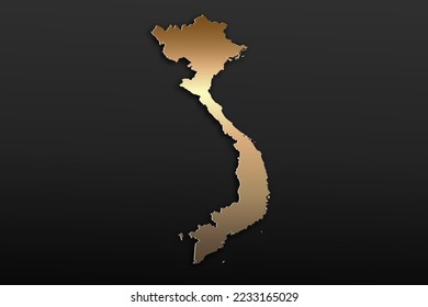 Vietnam Map - World map International vector template with 3D, gold luxury style including shadow on black background for design, education, website, infographic - Vector illustration eps 10