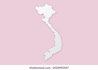 Vietnam Karte - Weltkarte Internationale Vektor-Vorlage mit Papierschnitt-Stil einschließlich Schatten und weiße Farbe auf rosa Hintergrund für Design, Bildung, Website - Vektor-Illustration eps 10