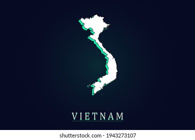 Vietnam Map - World map vector template with green and white  color gradient isolated on dark background - Vector illustration eps 10